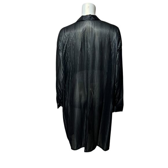 Vintage Petra Fashions Plus Size 2X Black Striped Semi-Sheer Shirt Dress USA - Picture 4 of 6